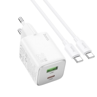    Hoco N41 USB/ Type-C PD QC white +  Type-C to Type-C