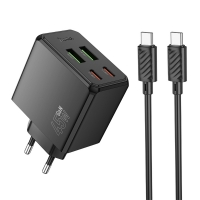    Hoco CS18A 2 USB/ 2 Type-C PD 45W black +  Type-C to Type-C