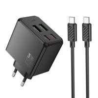    Hoco CS19A 2 USB/ 2 Type-C PD 65W black +  Type-C to Type-C