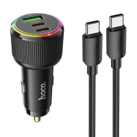    Hoco NZ17 USB/ 2 Type-C PD 75W black +  Type-C to Type-C