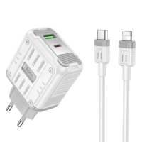    Hoco C136A USB/ Type-C PD 45W white +  Type-C to Lightning