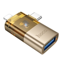   Hoco UA36E 21 Lightning/ Type-C to USB gold