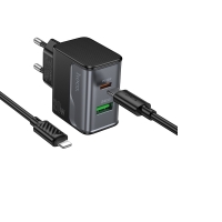    Hoco CS71A USB/ Type-C PD QC midnight black +  Type-C to Lightning