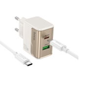    Hoco CS71A USB/ Type-C PD QC white +  Type-C to Type-C