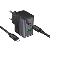    Hoco CS73A USB/ Type-C PD 30W QC midnight black +  Type-C to Lightning