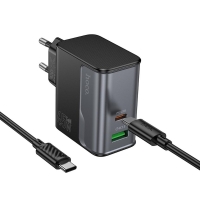    Hoco CS74A USB/ Type-C PD 45W QC midnight black +  Type-C to Type-C